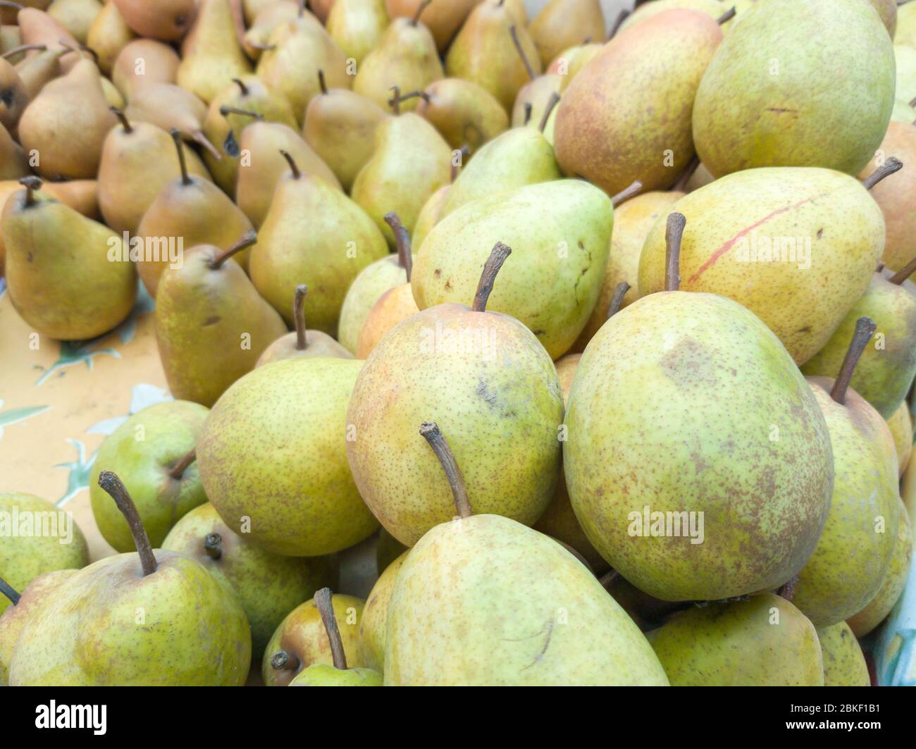 https://c8.alamy.com/comp/2BKF1B1/fresh-fruits-in-small-boxes-for-sale-on-the-farm-pears-with-stems-pears-at-the-farmers-market-food-market-fruit-stand-2BKF1B1.jpg