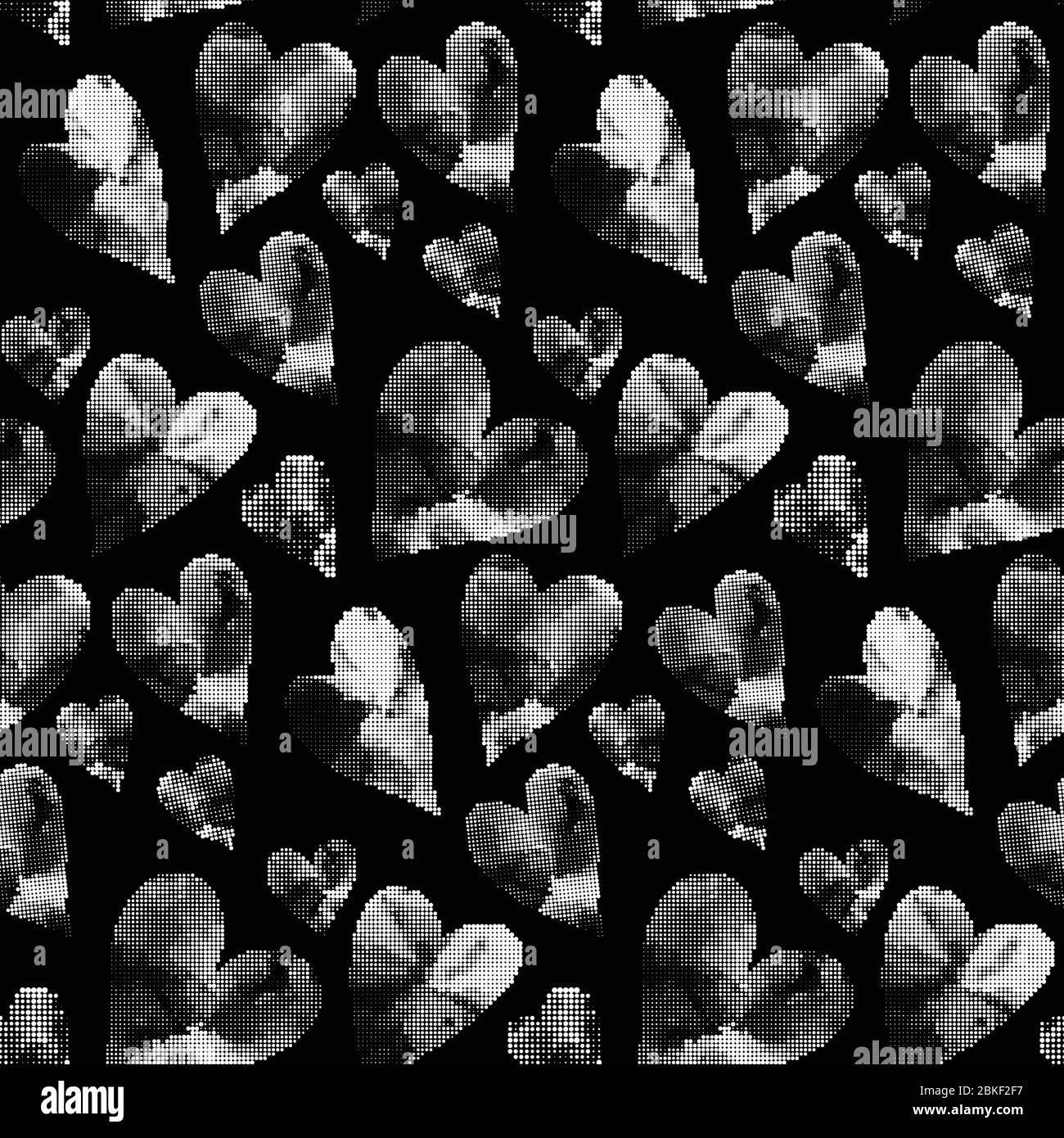 Hearts seamless pattern. Black and white background Stock Vector Image ...
