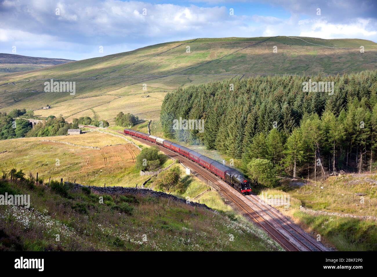 Steam locomotive 46115 Royal Scots Guardsman in Dentdale at the North portal of Blea Moor Tunnel on the settle to Carlisle railway Stock Photo