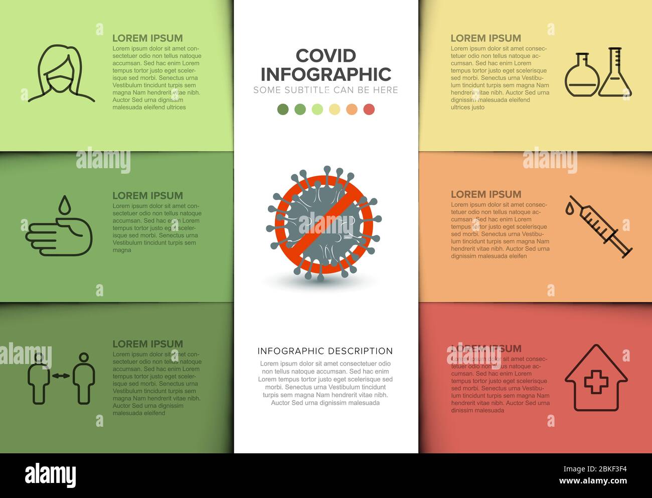Coronavirus prevention infographic template - mask, people distance ...