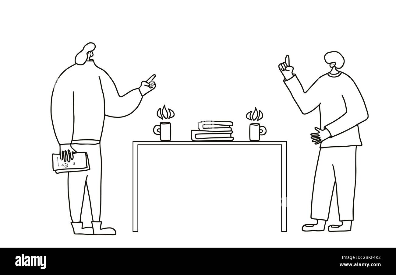 Coworkers have a conflict. Two persons discussing about work. Bad