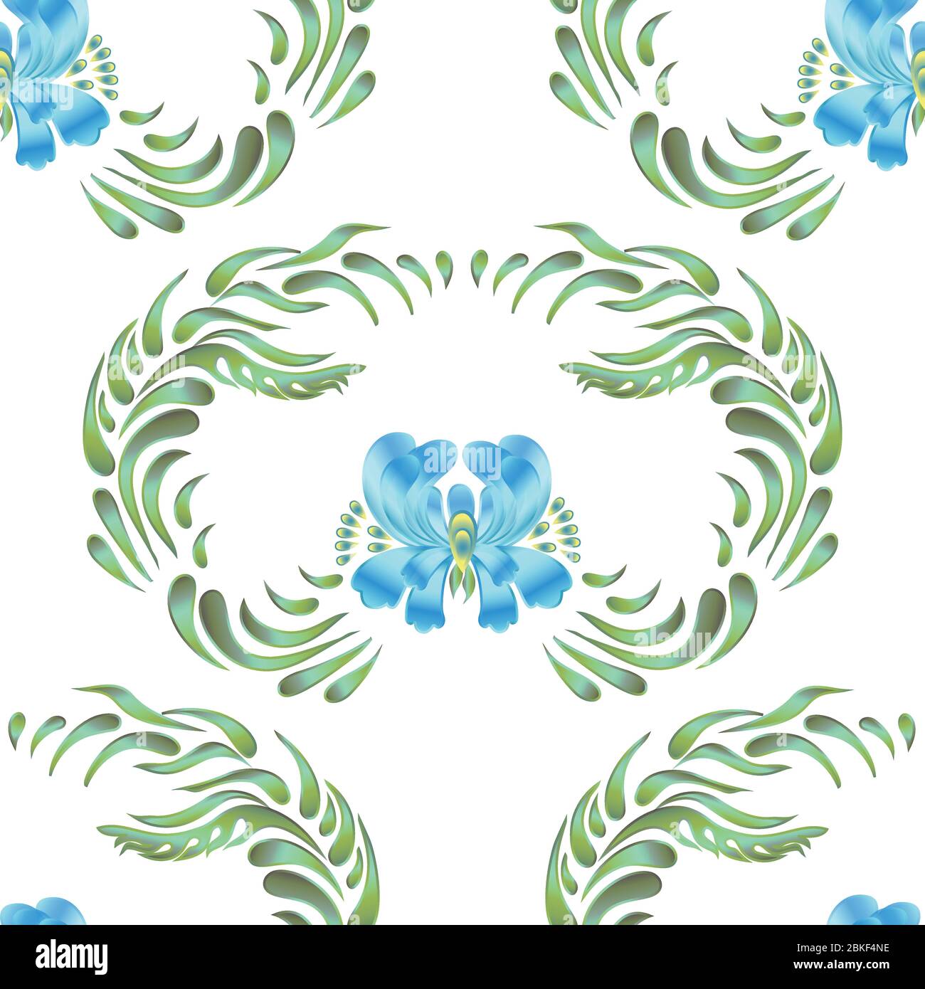 Seamless vector vintage pattern with blue flowers on a white background ...