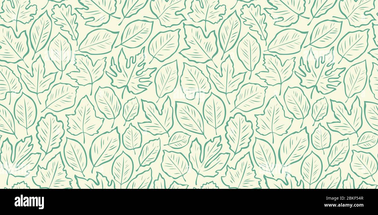 Hand drawn leaves seamless background. Vintage floral endless pattern. Vector illustration Stock Vector