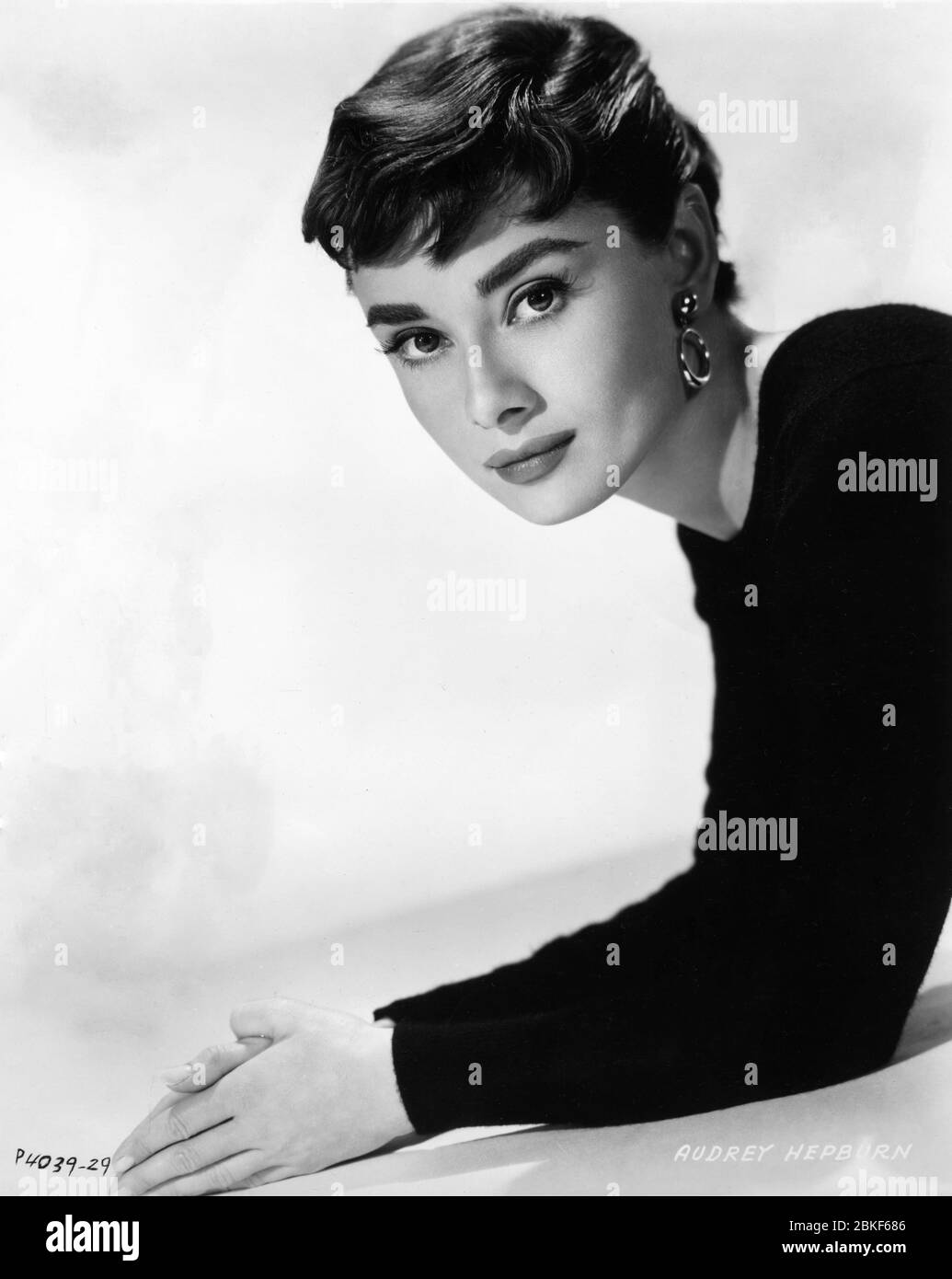 AUDREY HEPBURN Portrait by BUD FRAKER Publicity for SABRINA  1954 director BILLY WILDER Paramount Pictures Stock Photo