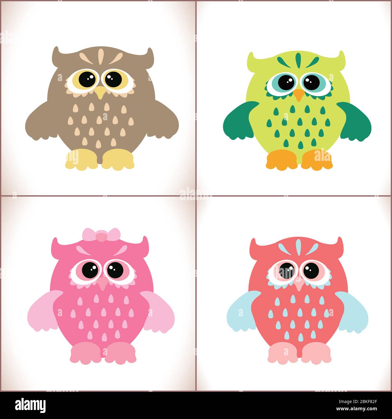 Owl set on white background. Vector cute owls isolated Stock Vector ...