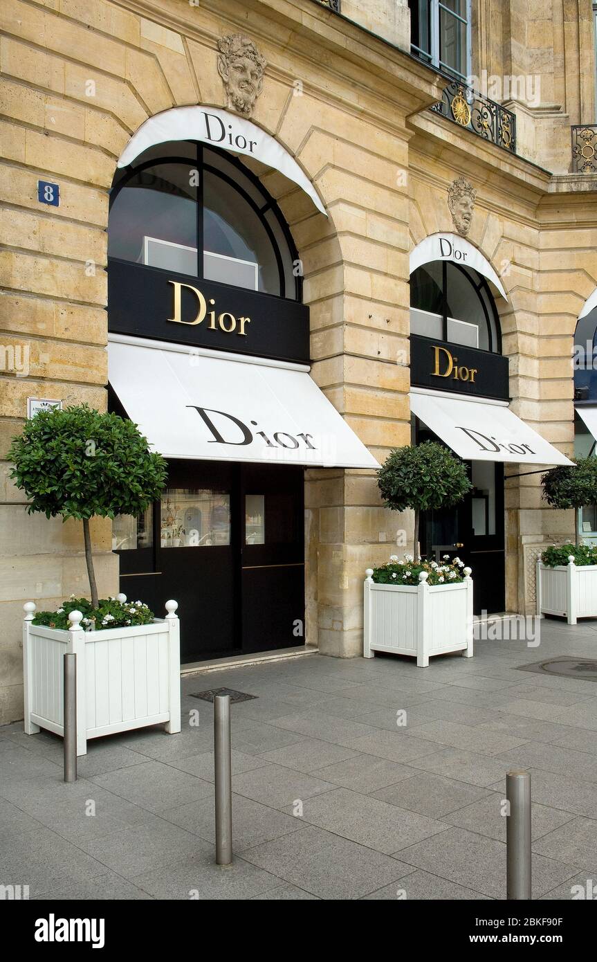 Exterior of Christian Dior shop in Place Vendome Paris,France
