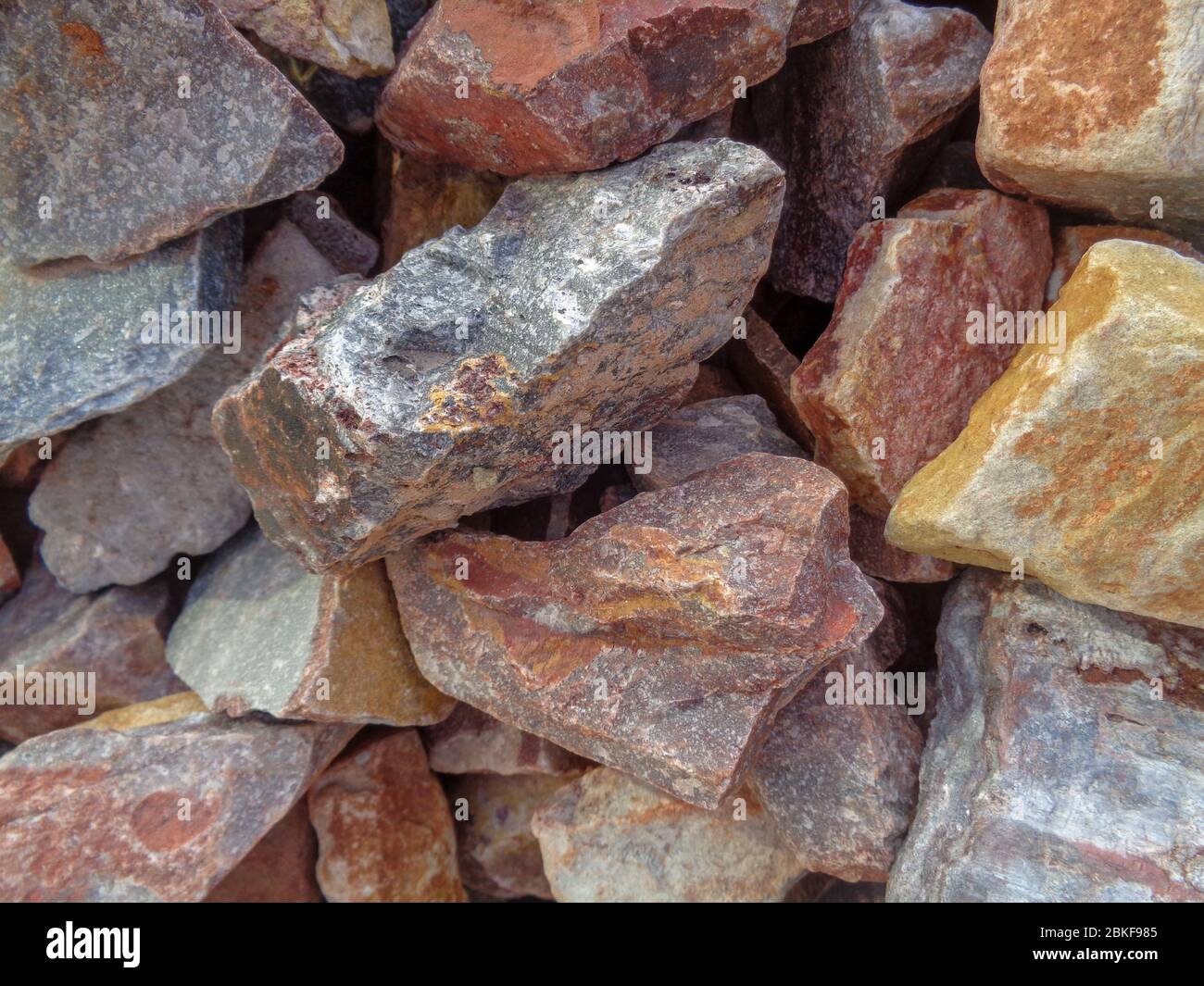 Colored gravel stones background for construction industry Stock Photo