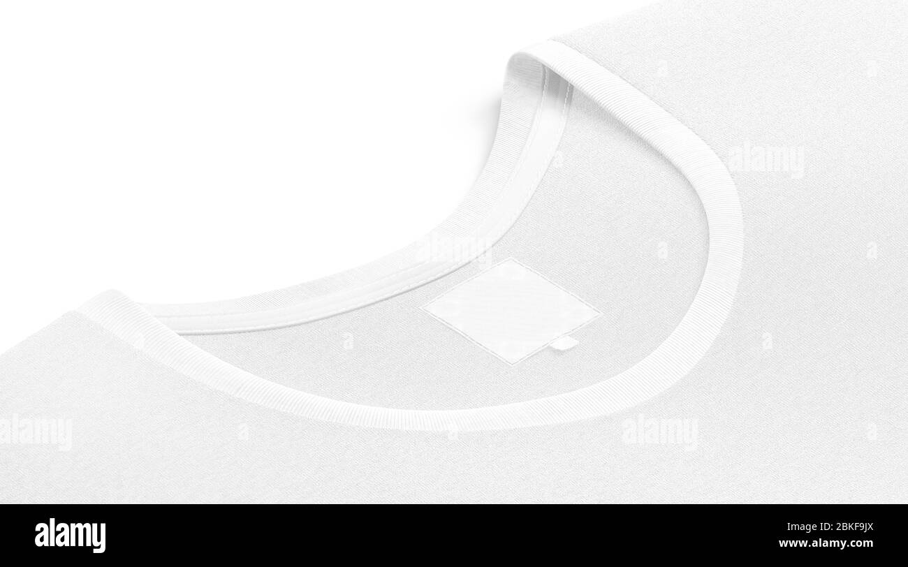 Download Blank White T Shirt Collar With Square Label Mockup Side View Stock Photo Alamy