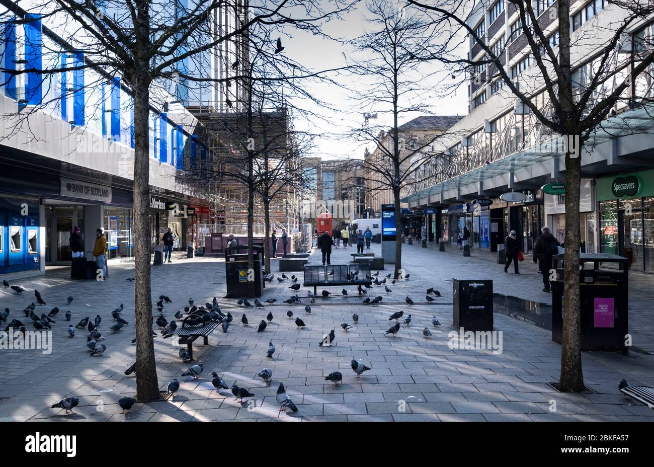 Sauchiehall street in Glasgow during the Covid-19 lockdown. Stock Photo
