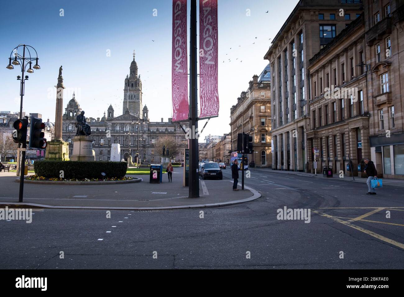 George Square in Glasgow during the Covid-19 lockdown. Stock Photo