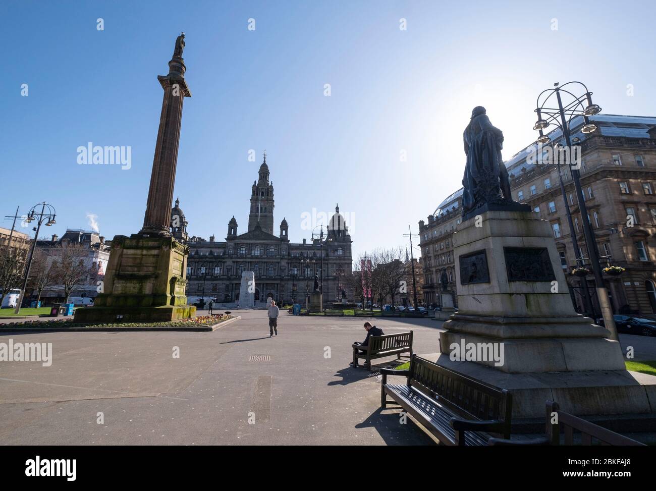 George Square in Glasgow during the Covid-19 lockdown. Stock Photo