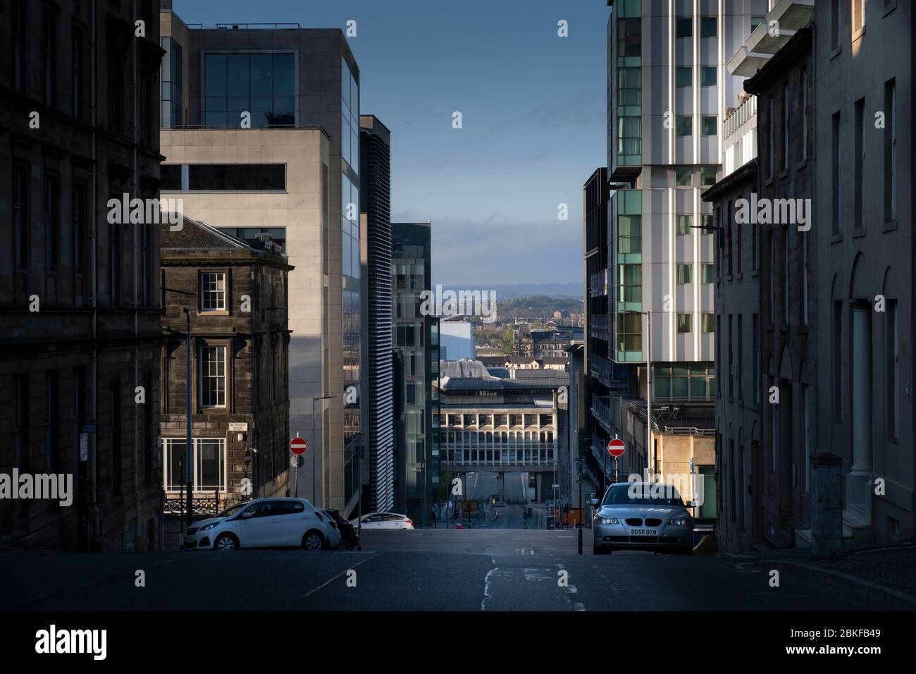 View looking down Douglas street in Glasgow during the Covid-19 lockdown. Stock Photo