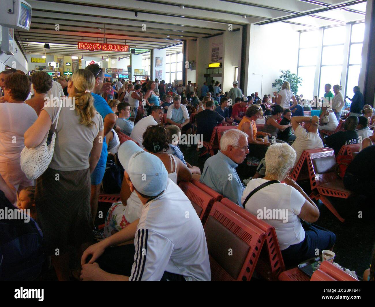 Busy airport Turkey full of British holidaymakers travelling home UK Stock Photo