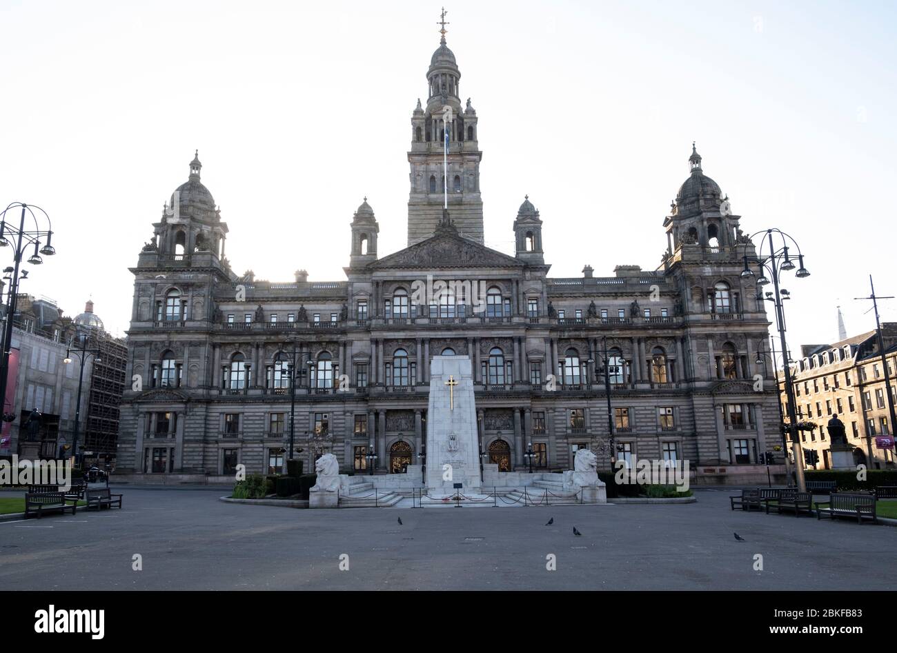 George square in Glasgow during the Covid-19 lockdown. Stock Photo