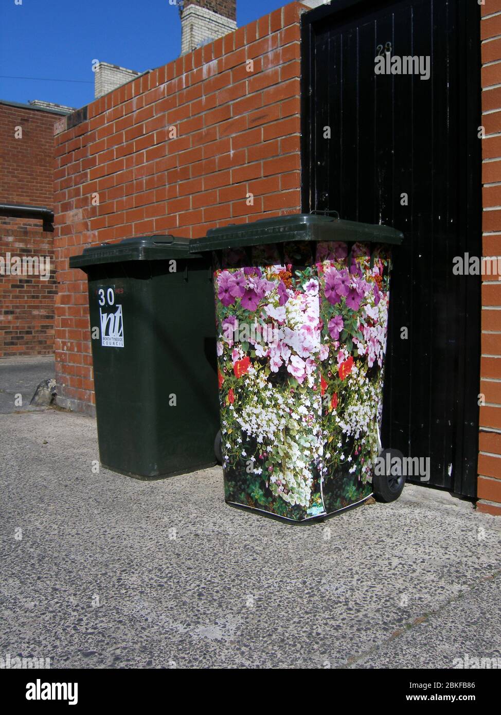 Decorated wheelie bin UK Stock Photo Alamy
