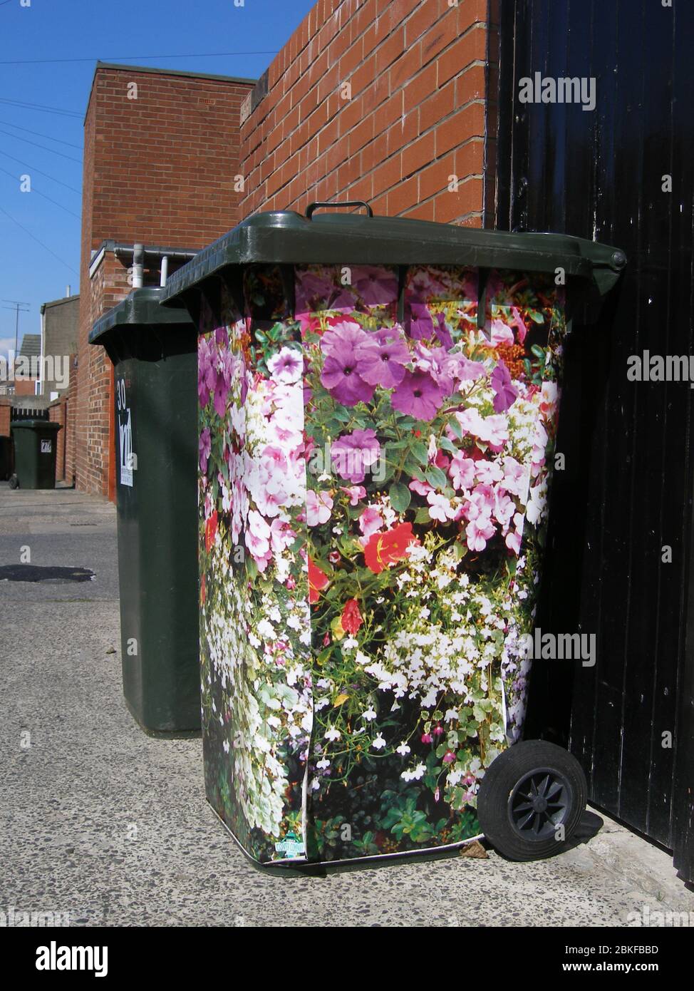 Decorated wheelie bin UK Stock Photo Alamy