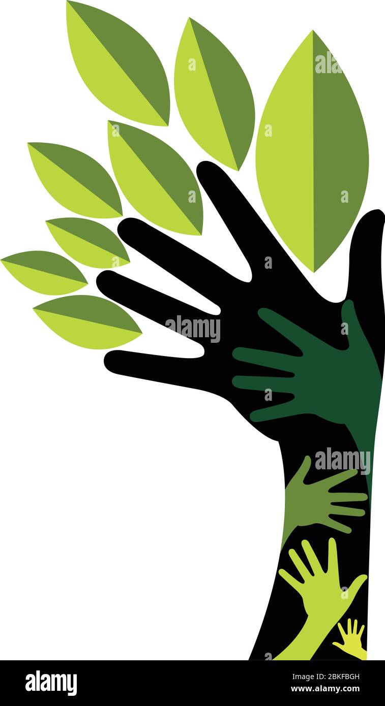 Tree in hand illustration Stock Vector Images - Alamy