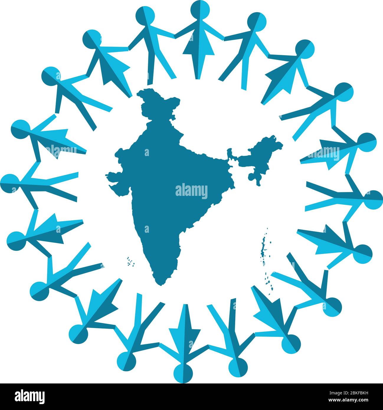 Illustration art of a abstract people around india map with isolated background Stock Vector