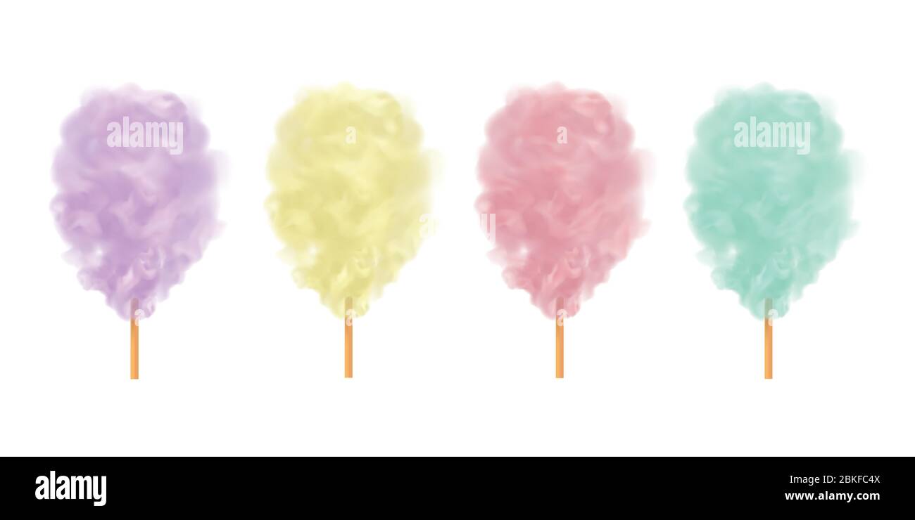 Sugar clouds 3d vector icon set. Stock Vector