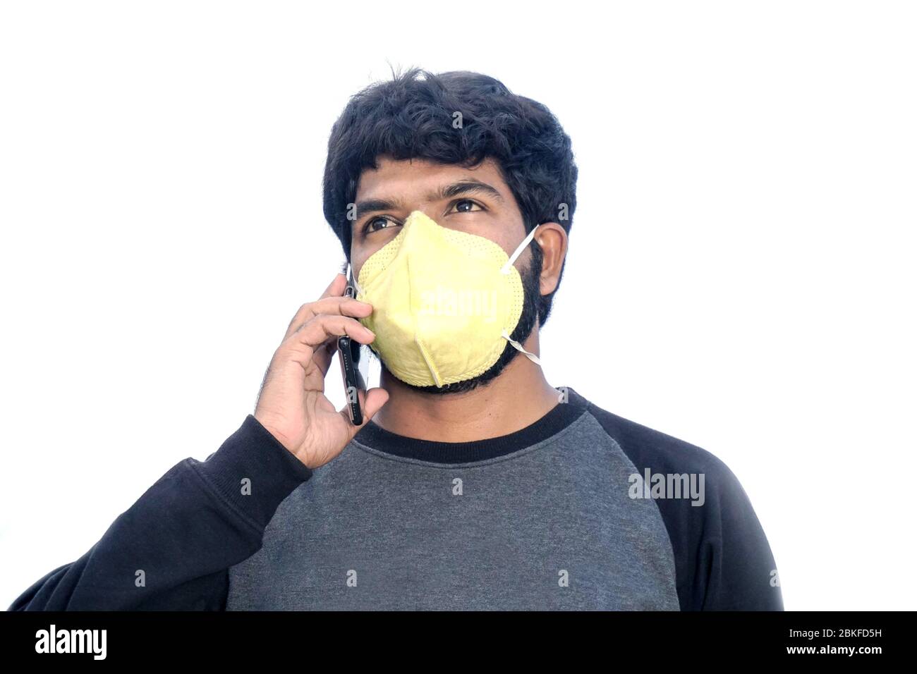 Download Indian Man In Yellow Protective Mask Stock Photo Alamy PSD Mockup Templates
