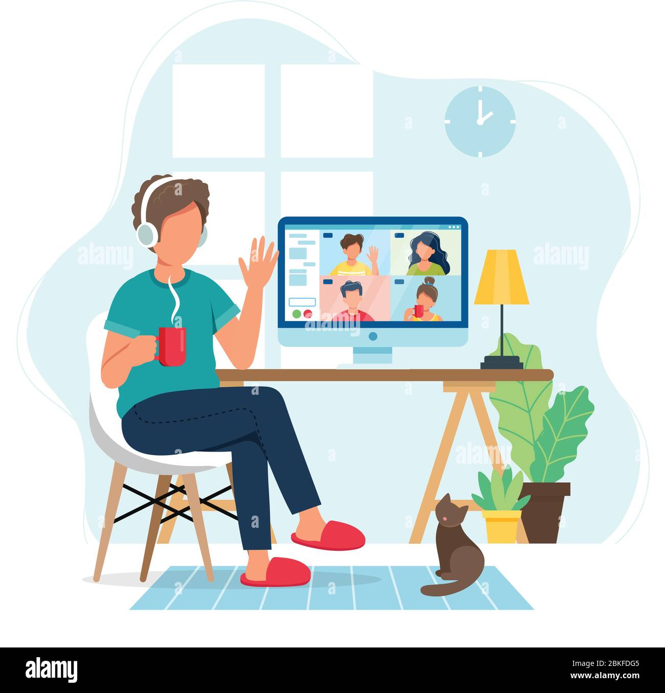 Casual online meeting with friends Royalty Free Vector Image