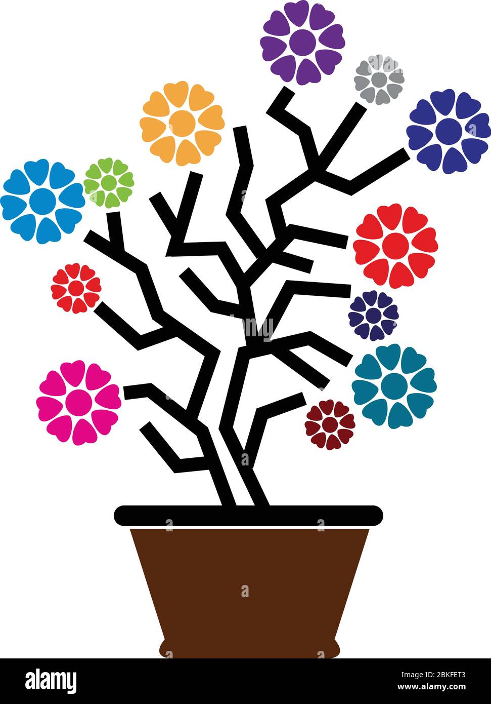 Illustration art of a flower pot logo with isolated background Stock ...