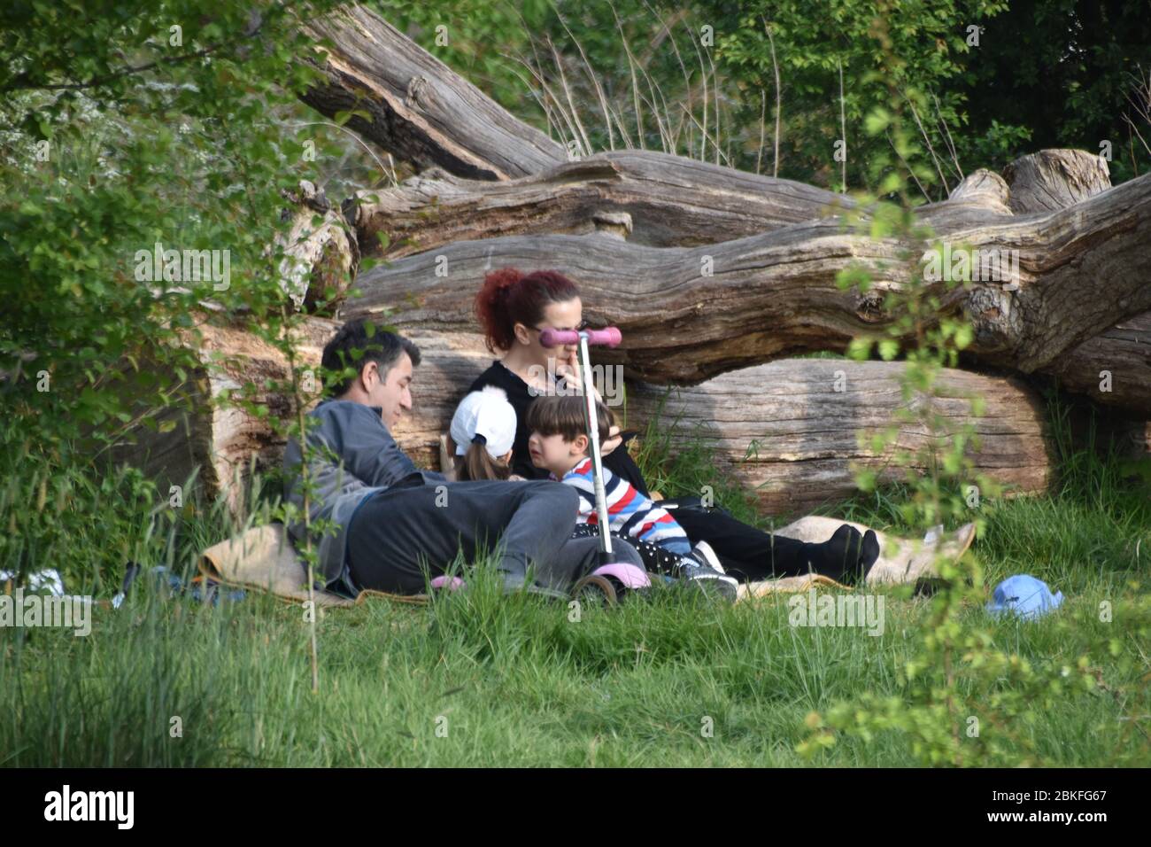 Family spending quality time in the park Stock Photo