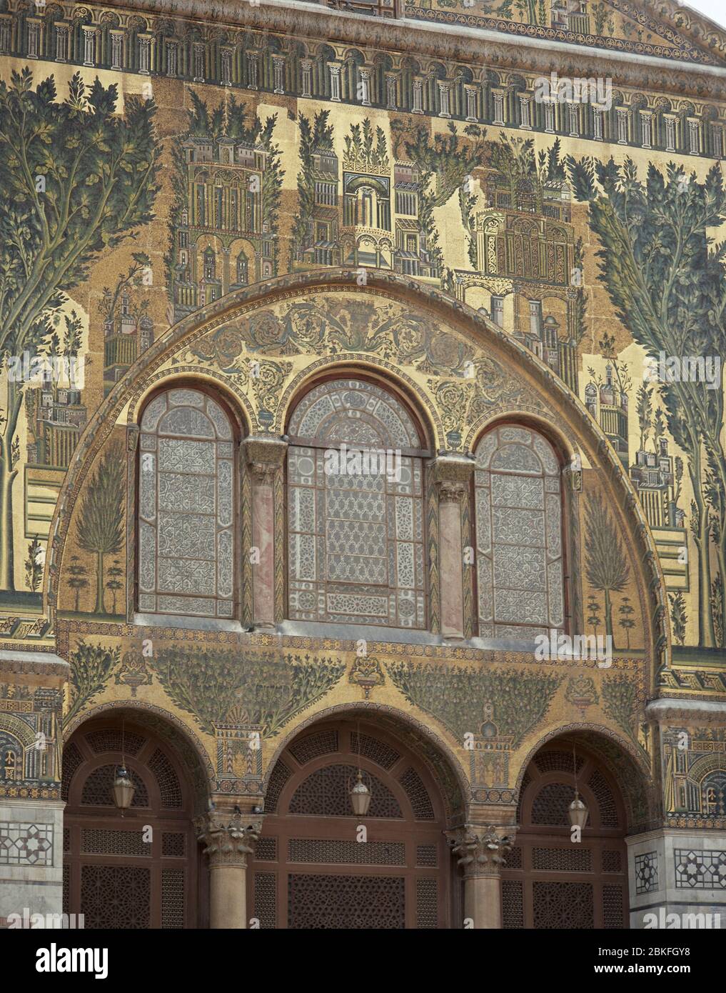 Syria, Damascus. Umayyad Mosque or Great Mosque. South entrance decorated with mosaics. Stock Photo