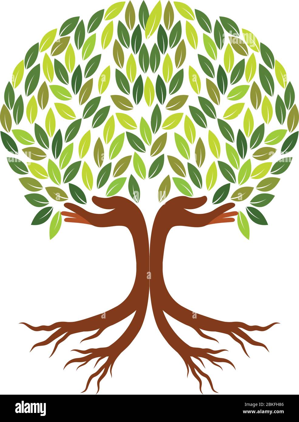 Illustration art of a hand tree logo with background Stock Vector Image ...