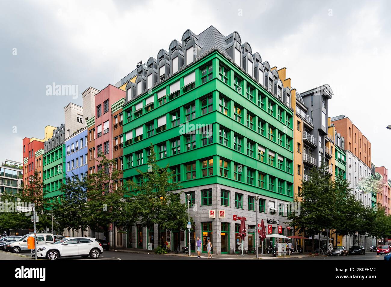 Skole lærer appel marts Berlin, Germany - July 29, 2019: Colorful residential buildings in Quartier  Schutzenstrasse designed by italian architect Aldo Rossi Stock Photo - Alamy