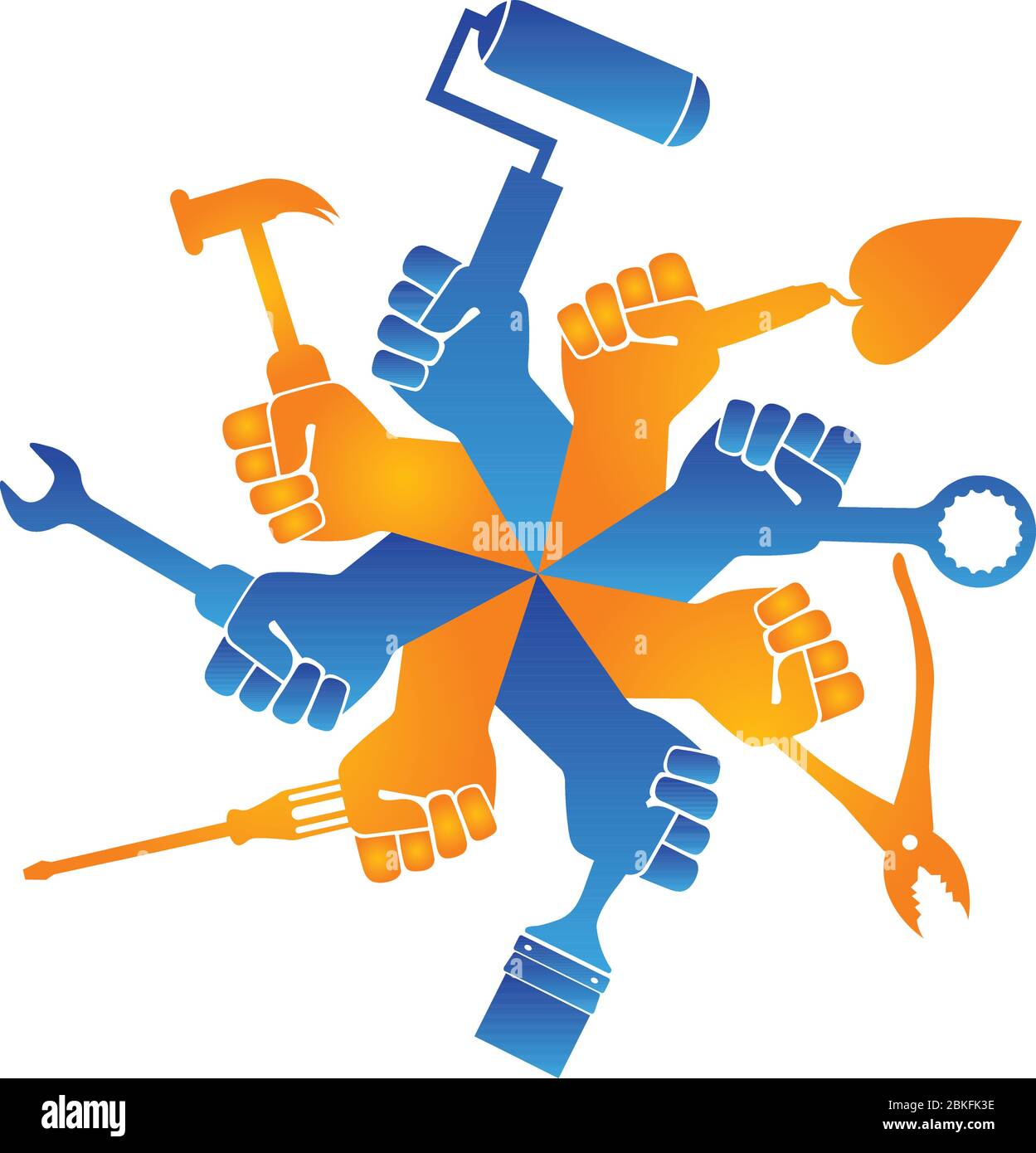 Illustration art of a hands tools logo with isolated background Stock Vector Image & Art Alamy