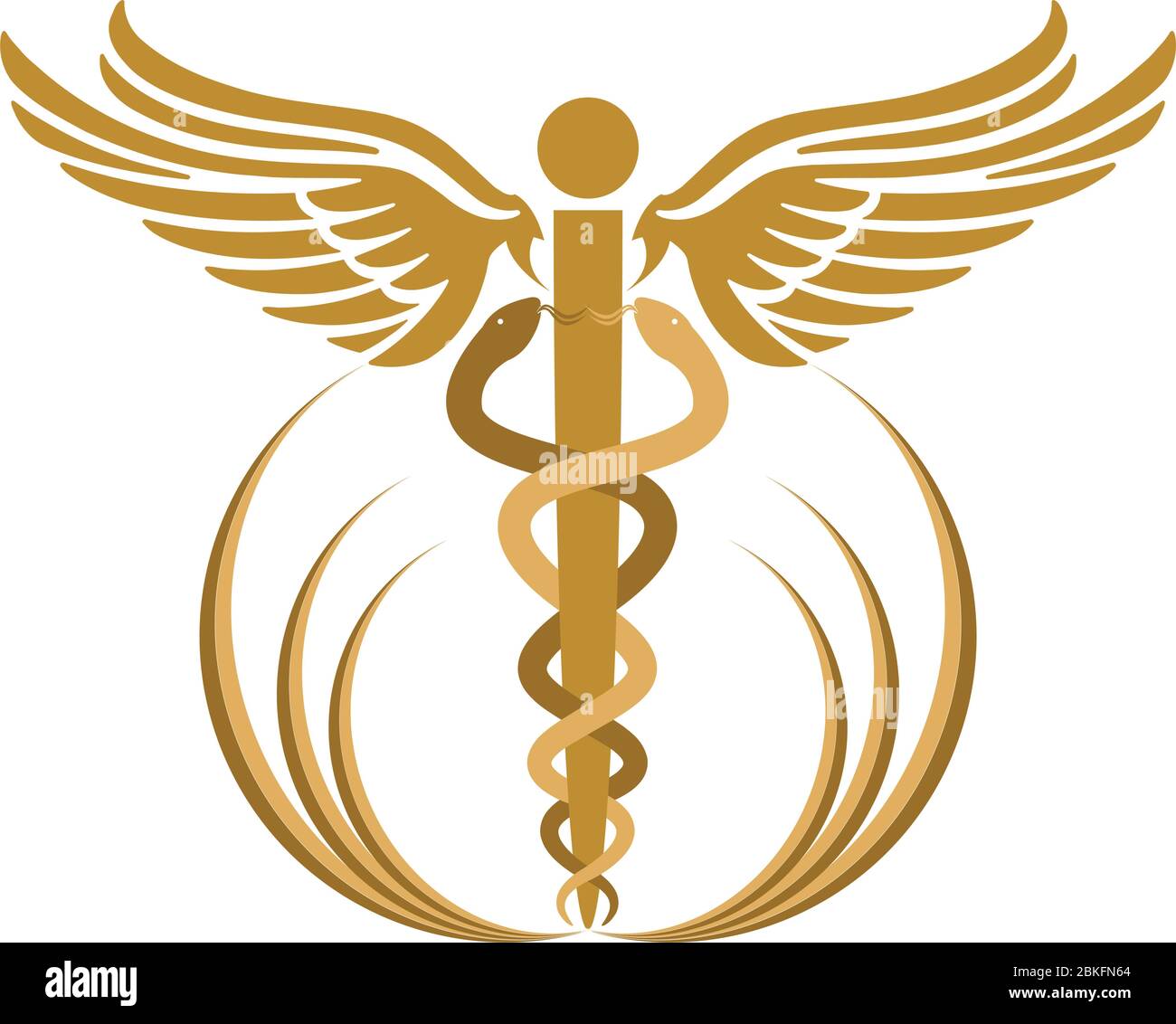 Illustration art of a caduceus logo with isolated background Stock Vector