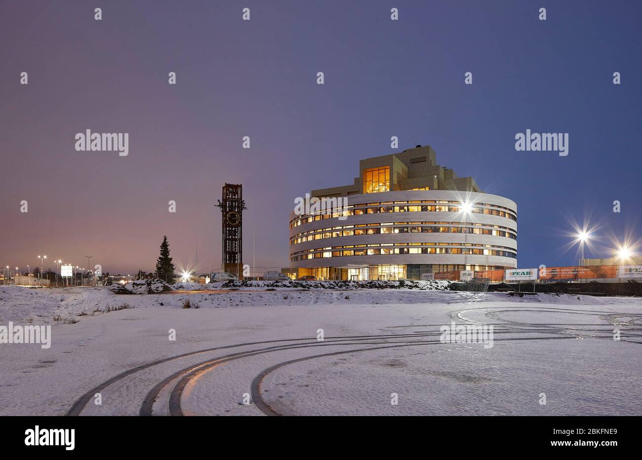 Exterior view. Kristallen Kiruna, Kiruna, Sweden. Architect: Henning Larsen, 2018. Stock Photo