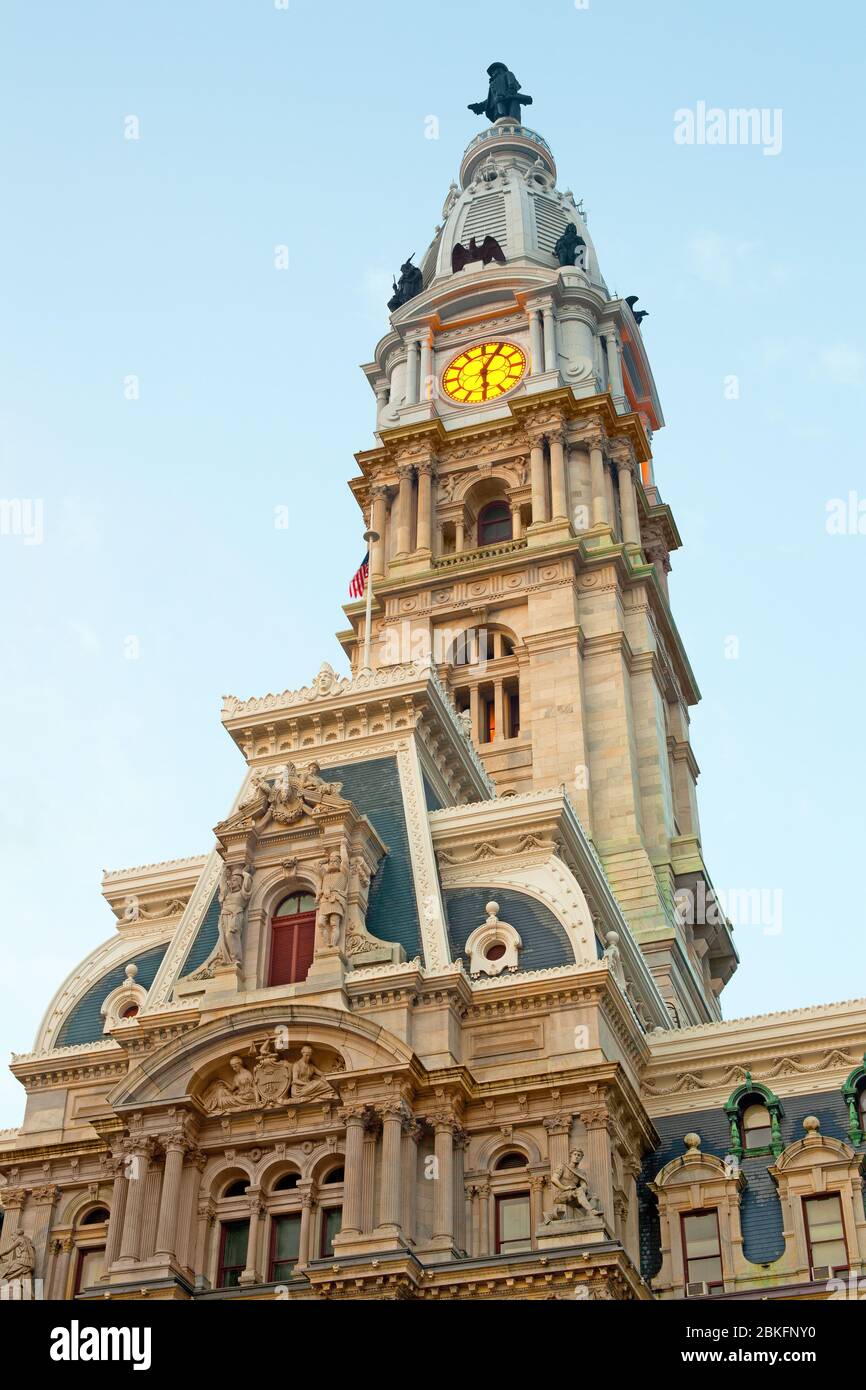 Clock tower of the City Hall building, Philadelphia, Pennsylvania