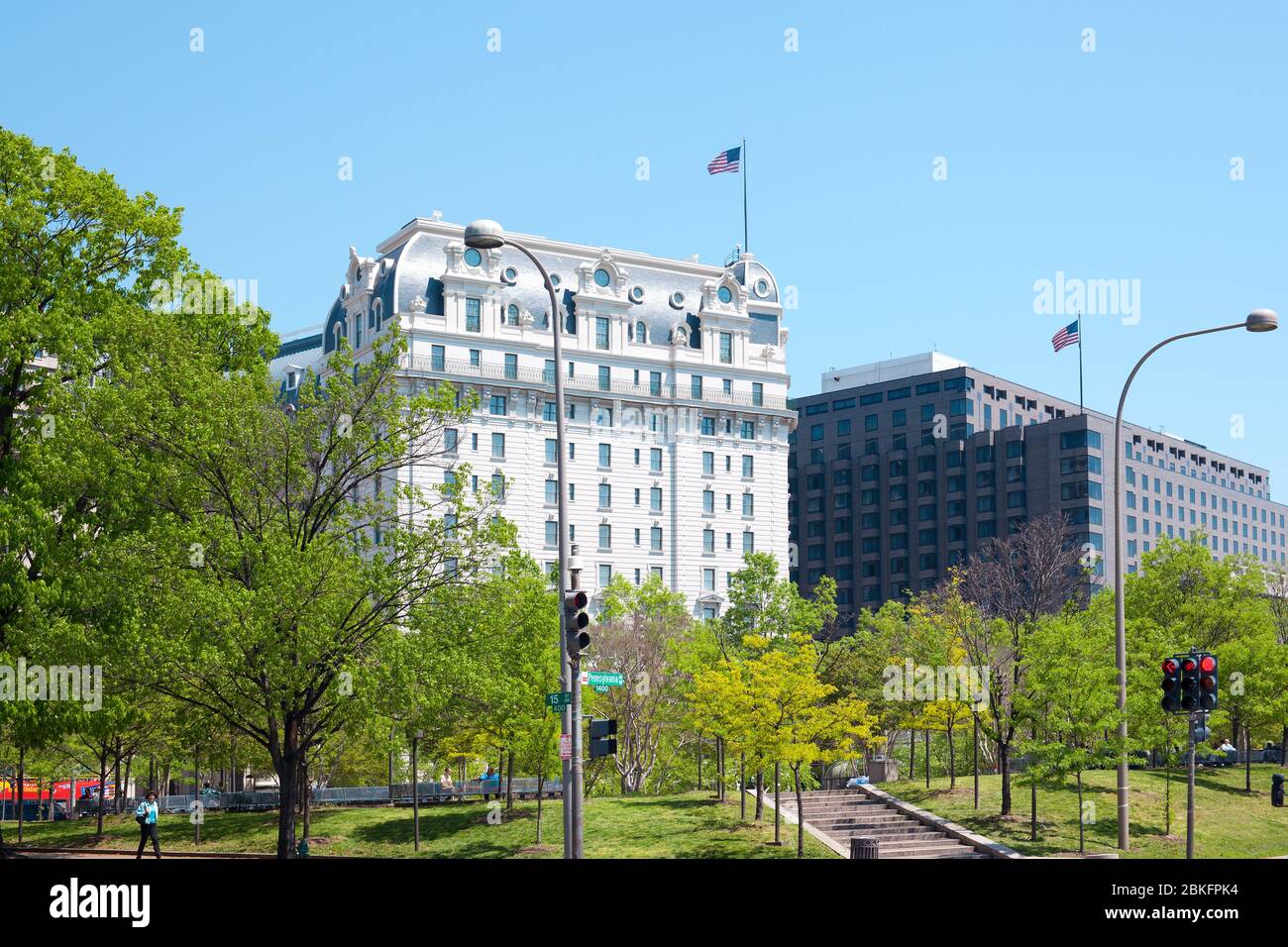 Washington D.C., United States - Cityscape of Pershing Park. Stock Photo