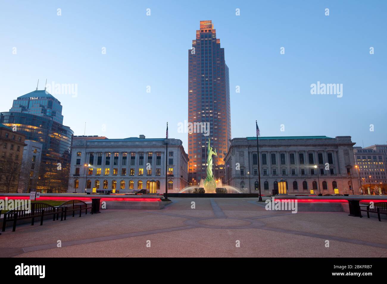 Cleveland, Ohio, United States - The Cleveland Mall Park and Fountain of Eternal Life, Stock Photo