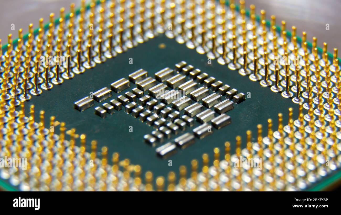 Center of a processor in close up Stock Photo