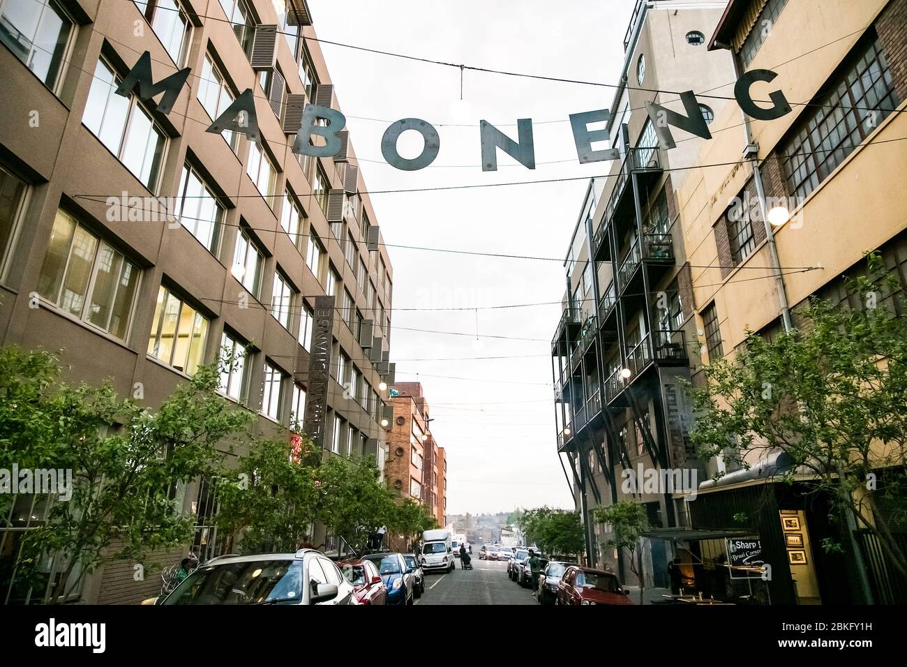 Johannesburg, South Africa September 25, 2014 Hanging street signage