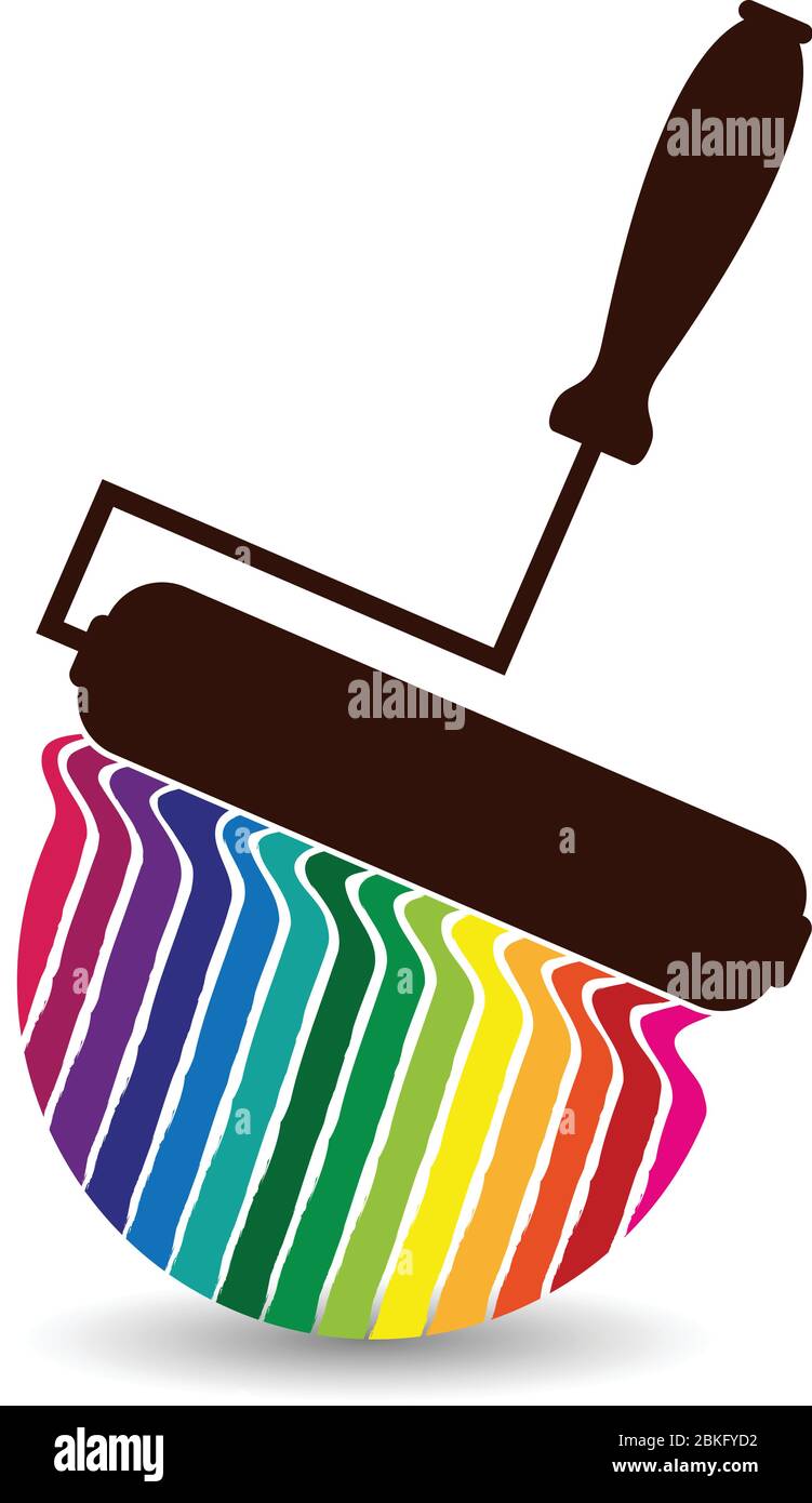rainbow painting roller logo Stock Vector