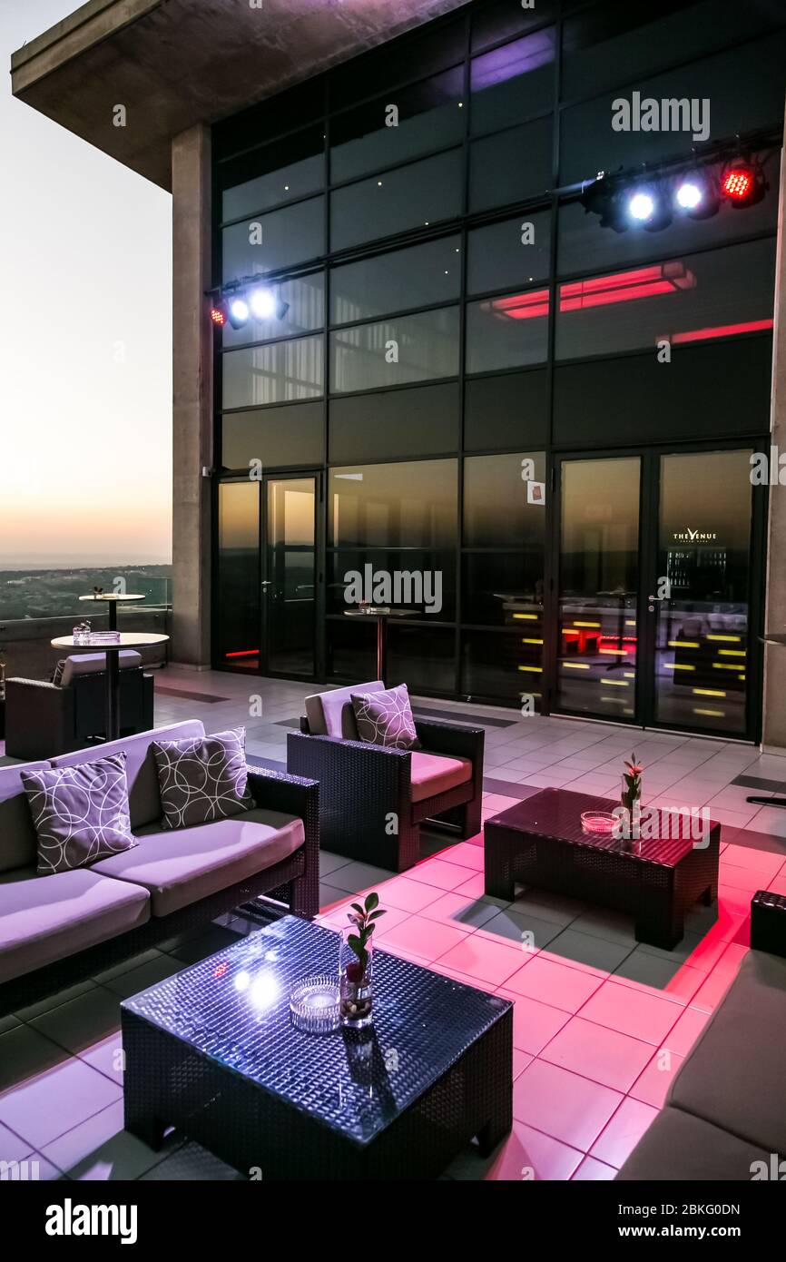 Johannesburg, South Africa June 2, 2015 Exterior rooftop lounge and