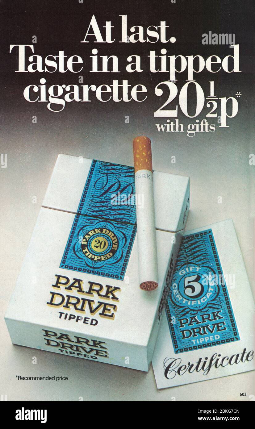Park Drive Cigarette Advert from 1971 Stock Photo