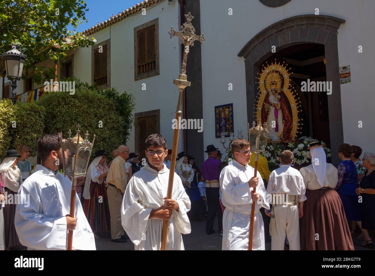 Procesión de la Virgen del Rosario en Firgas Stock Photo