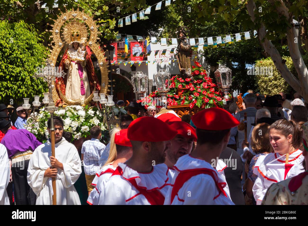 Procesión de San Roque en las fiestas de Firgas en Gran Canaria Stock Photo