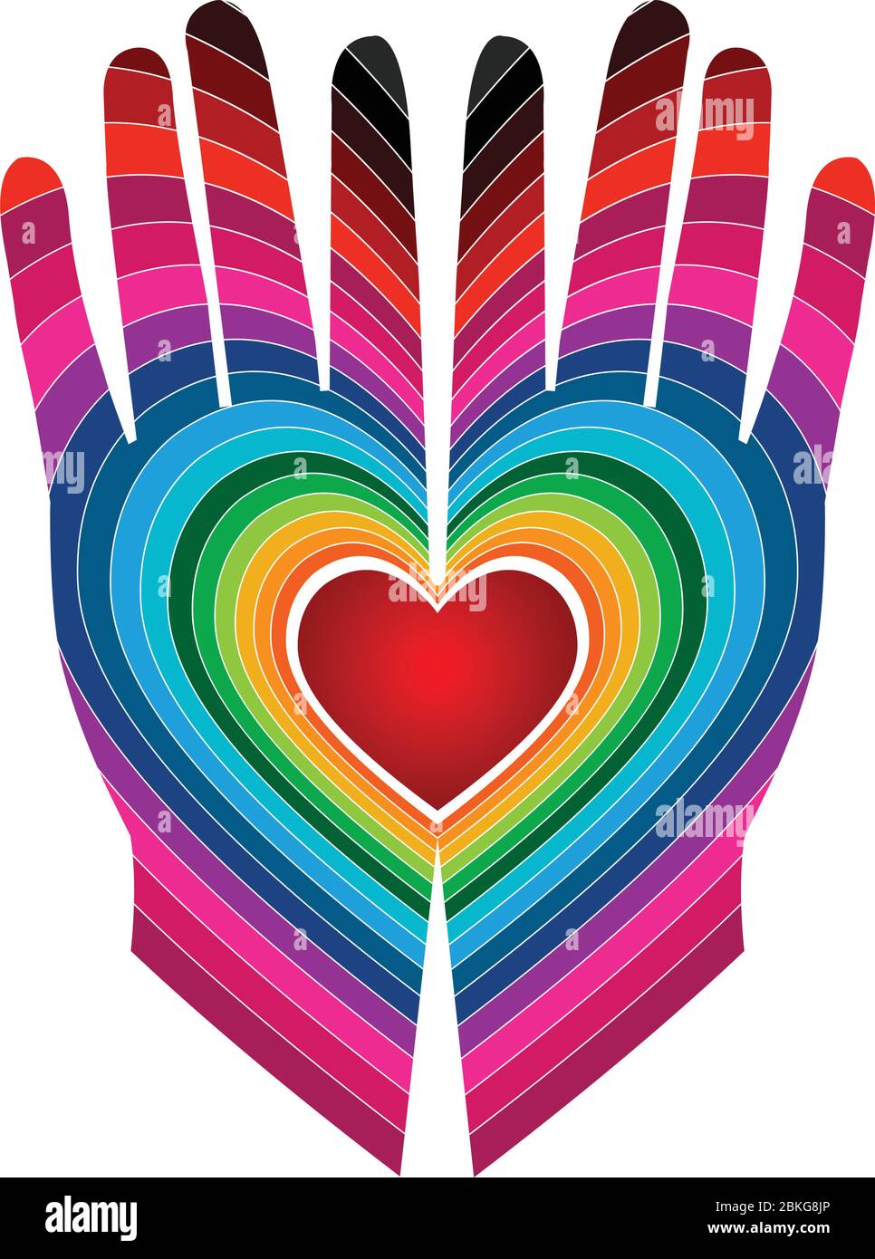 colorful love hand logo Stock Vector