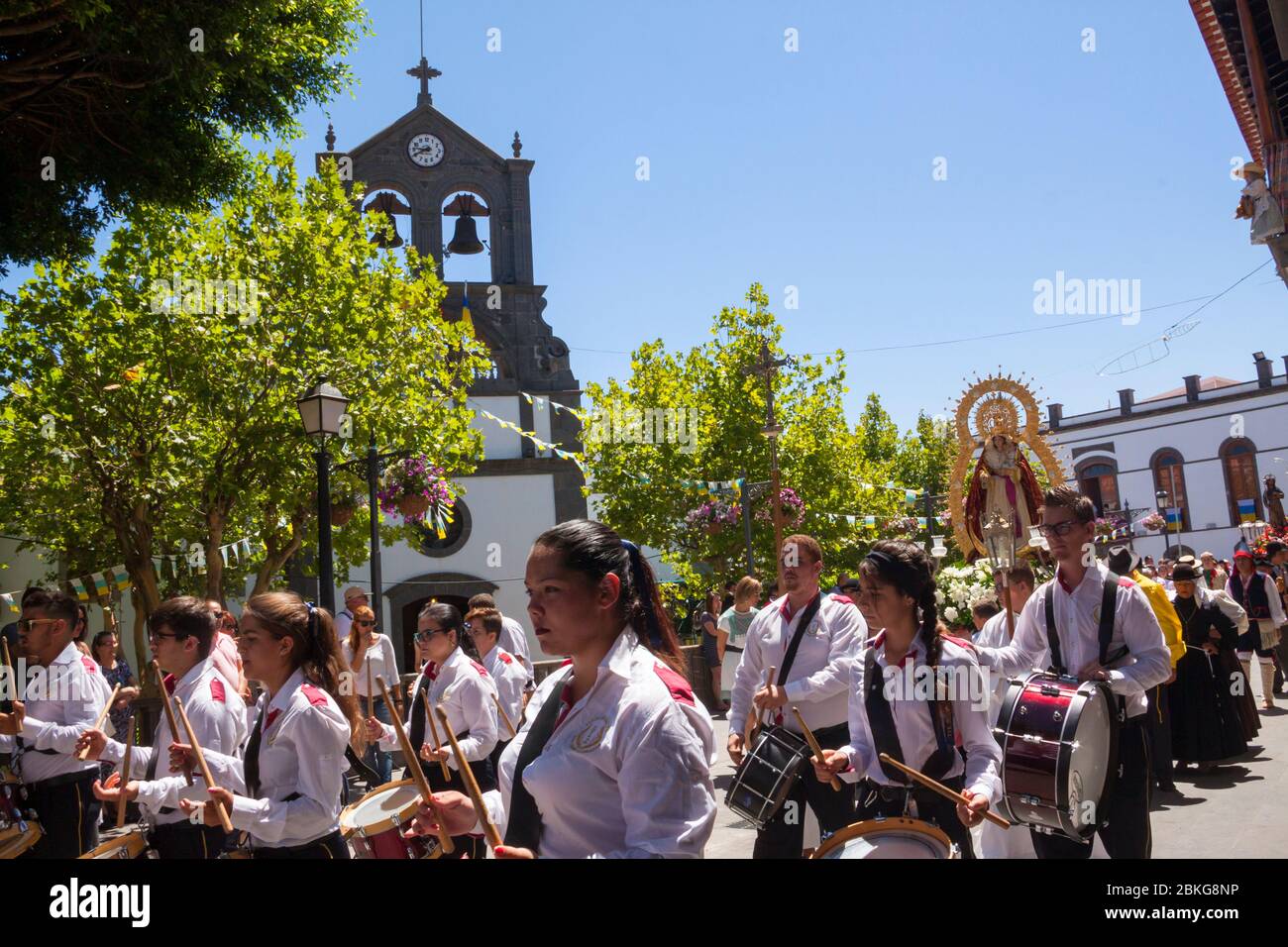 Virgen del Rosario en las fiestas de San Roque en Firgas Stock Photo