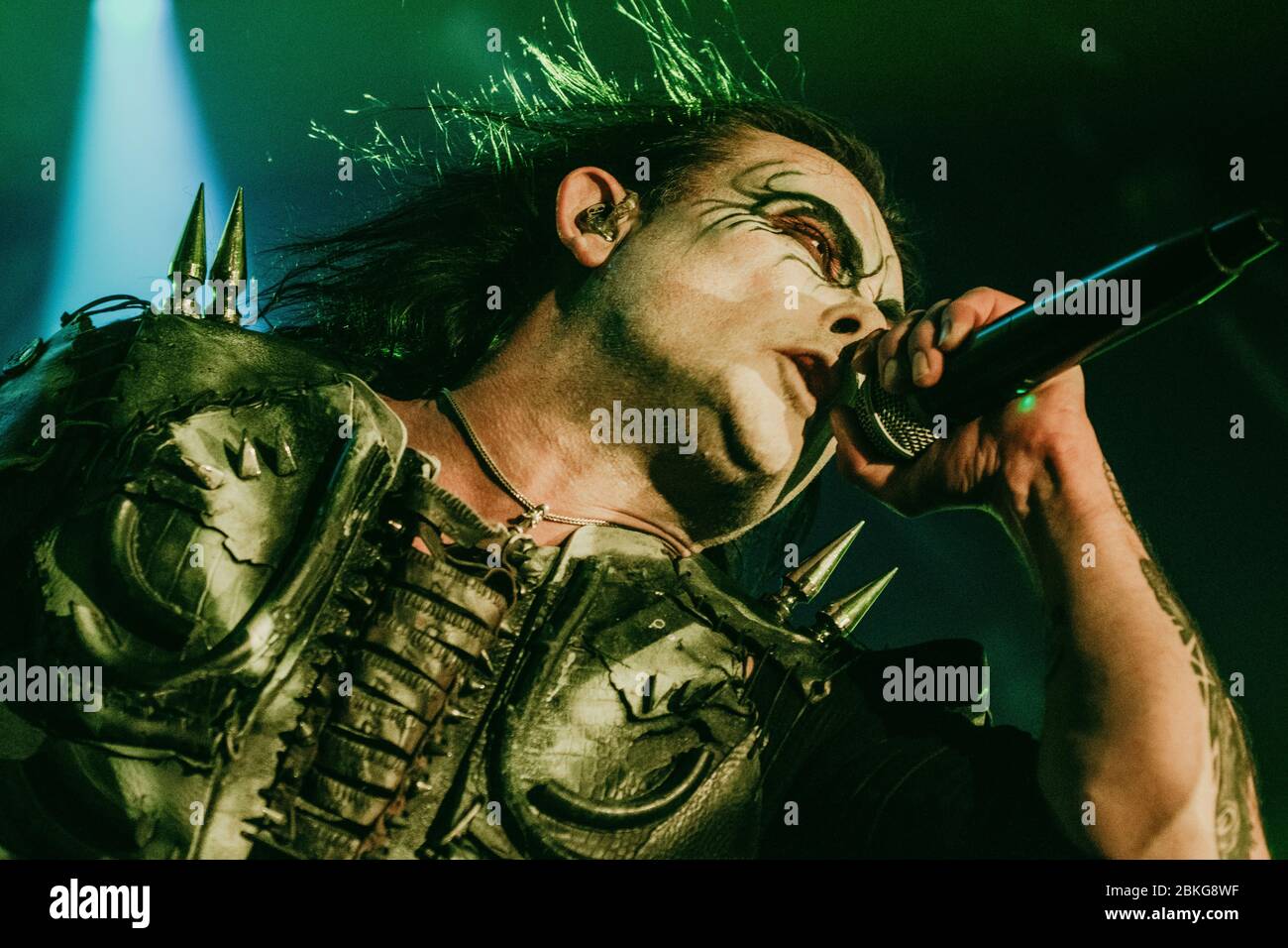 Odense, Denmark. 03th, March 2018. The English extreme metal band Cradle of Filth performs a live concert at Posten in Odense. Here vocalist Dani Filth is seen live on stage. (Photo credit: Gonzales Photo – Nikolaj Bransholm). Stock Photo