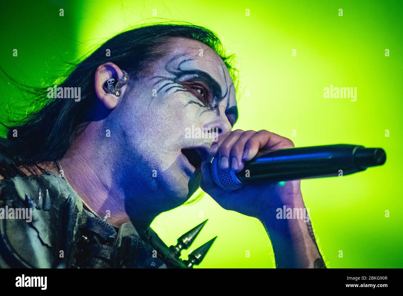 Odense, Denmark. 03th, March 2018. The English extreme metal band Cradle of Filth performs a live concert at Posten in Odense. Here vocalist Dani Filth is seen live on stage. (Photo credit: Gonzales Photo – Nikolaj Bransholm). Stock Photo