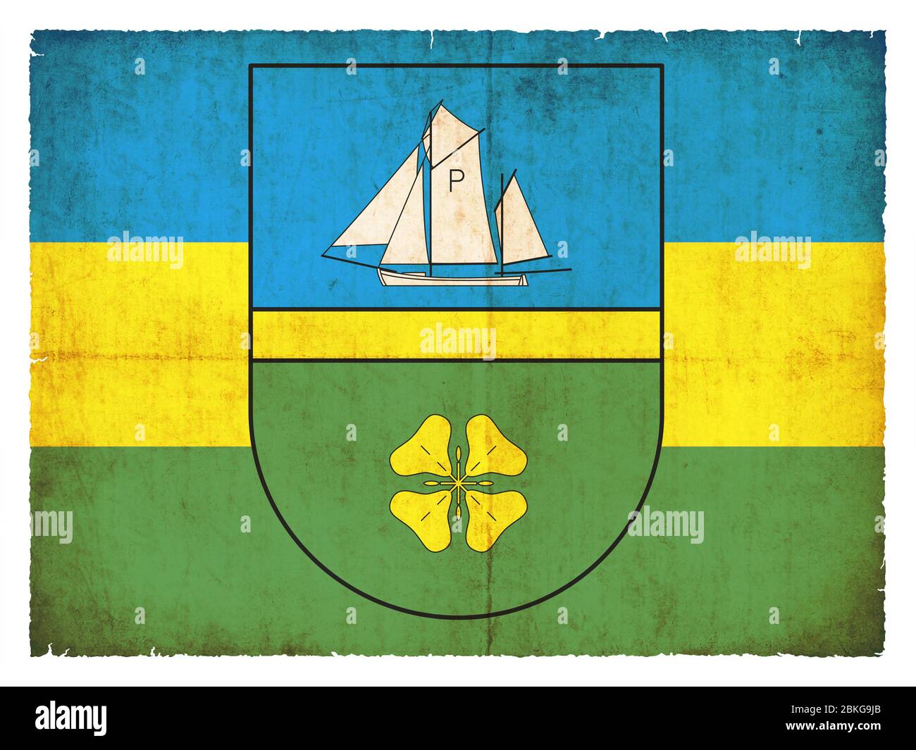 Flag of the German island Poel (Mecklenburg-Vorpommern, Germany) created in grunge style Stock Photo