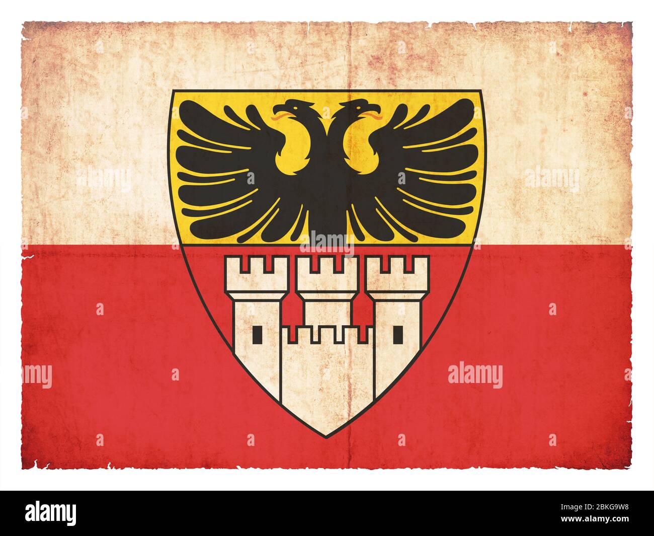 Flag of the German town Duisburg (North Rhine-Westphalia, Germany) created in grunge style Stock Photo