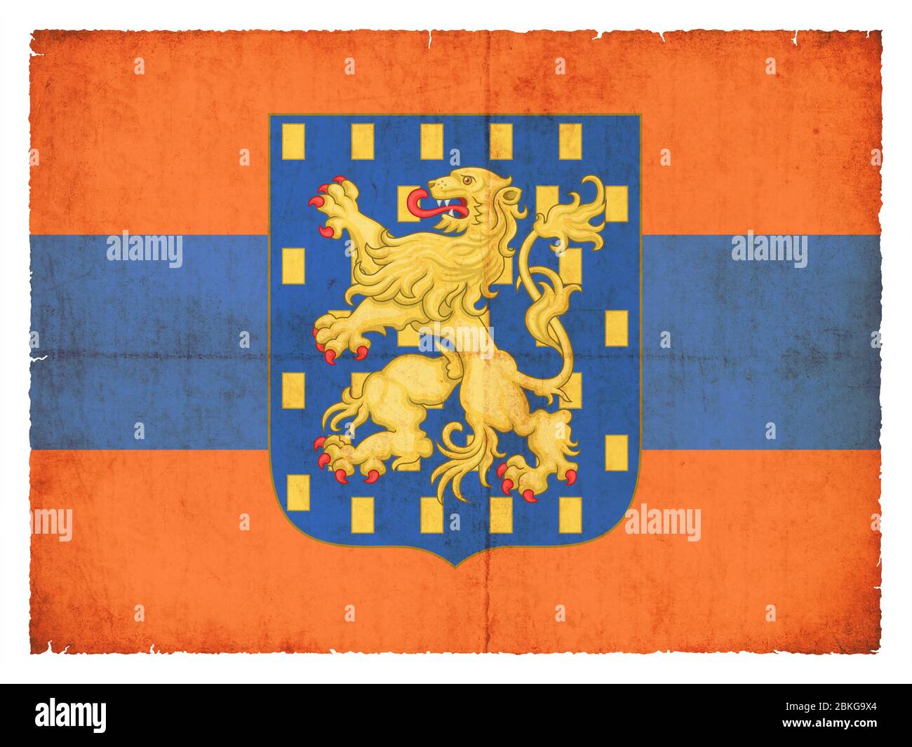 National Flag of the historic state Nassau (Germany) created in grunge style, valid from 1806-1866. Stock Photo